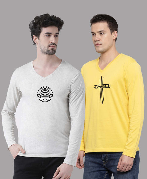 Men's Pack Of 2 Pure Cotton V Neck T-Shirt