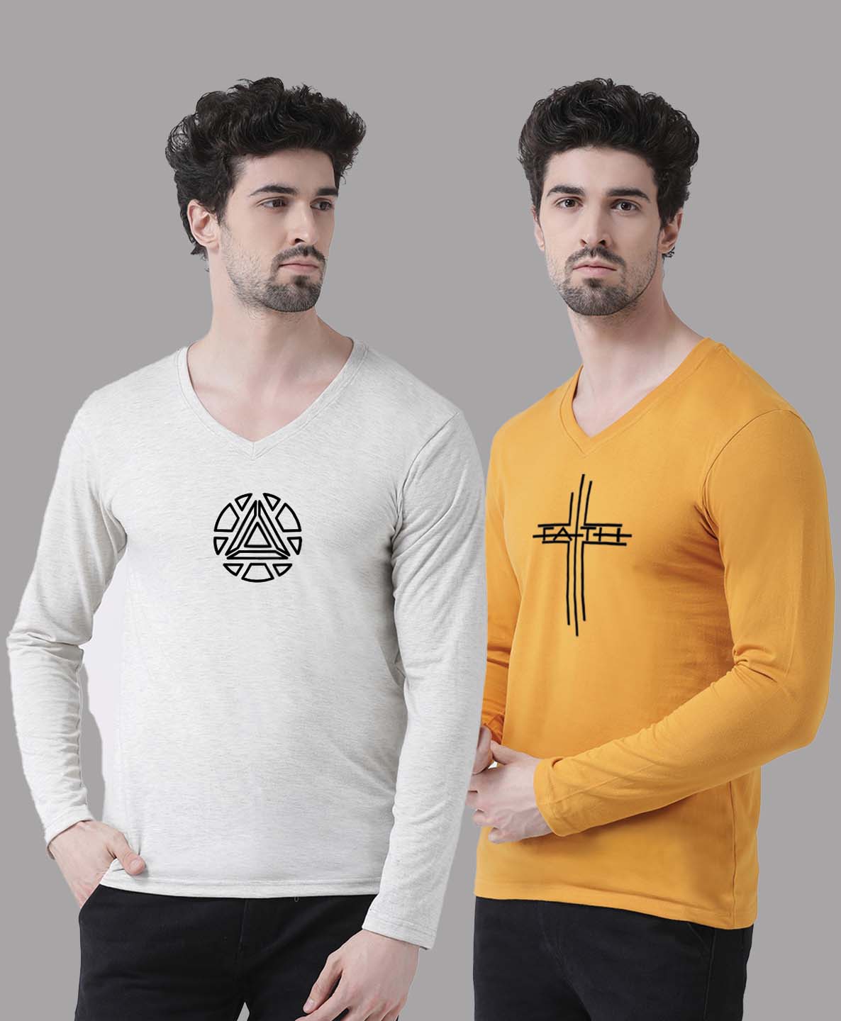 Men's Pack Of 2 Pure Cotton V Neck T-Shirt - Friskers