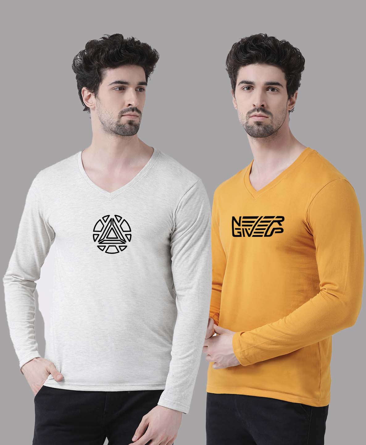 Men's Pack Of 2 Pure Cotton V Neck T-Shirt - Friskers