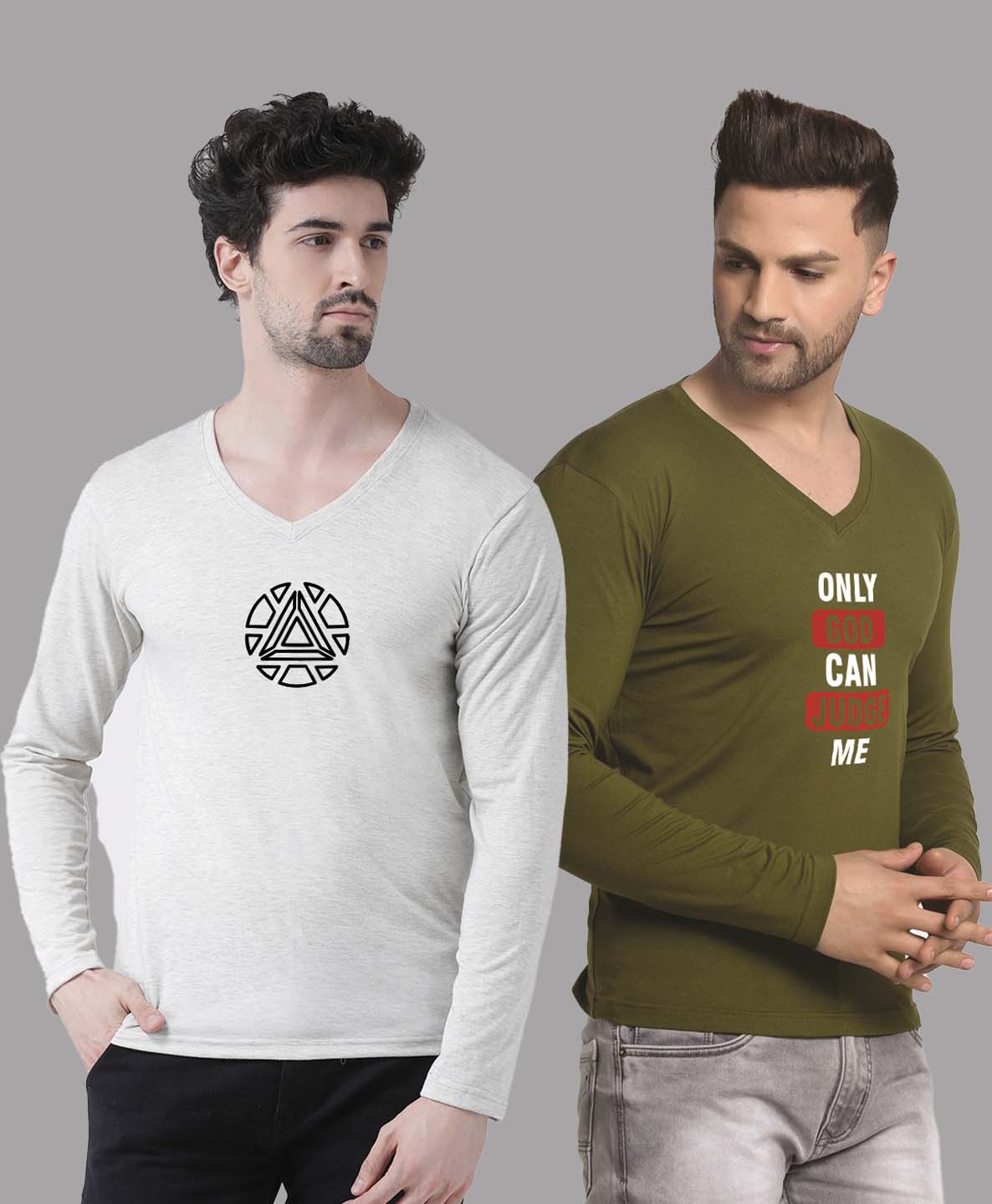 Men's Pack Of 2 Pure Cotton V Neck T-Shirt - Friskers