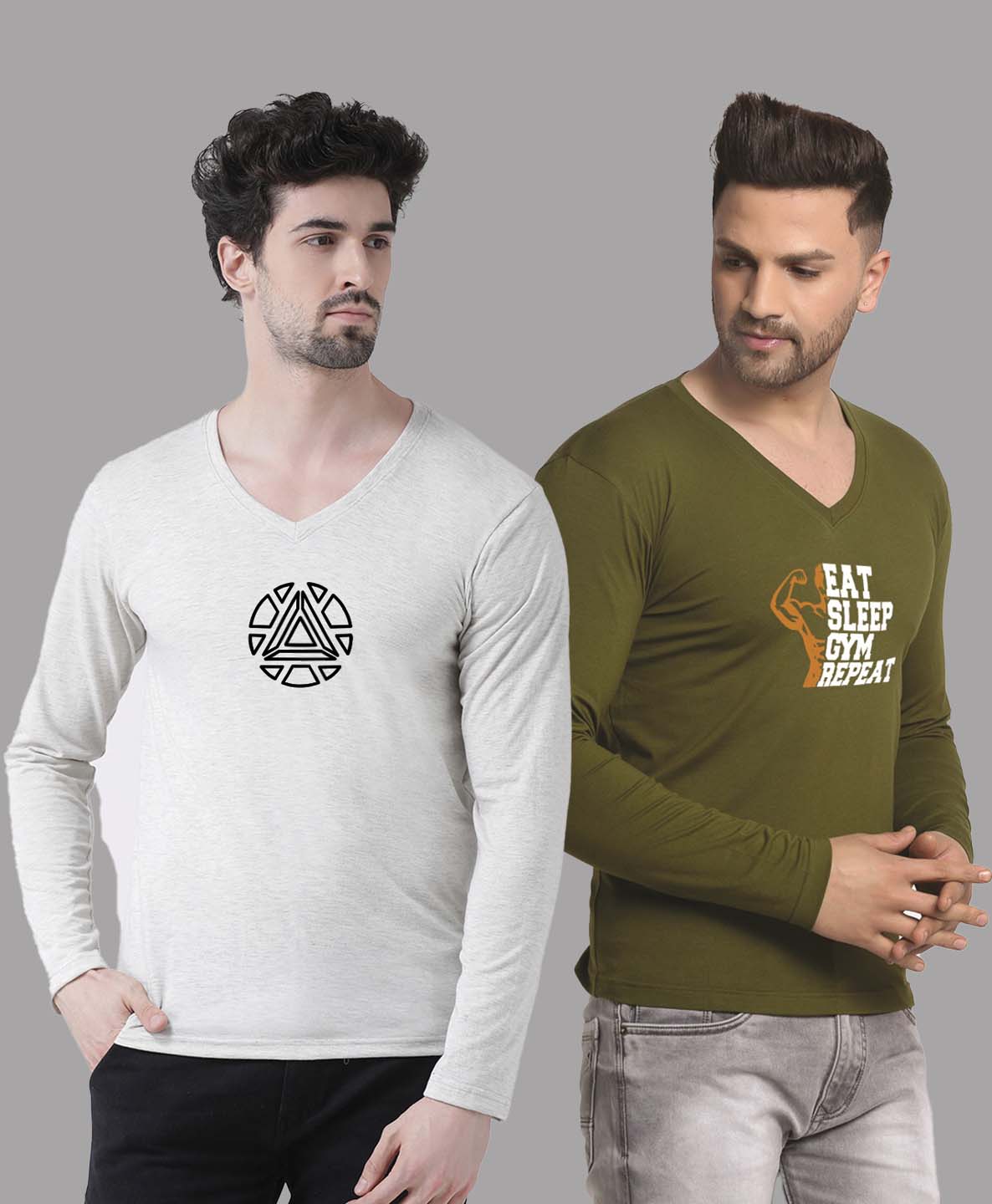 Men's Pack Of 2 Pure Cotton V Neck T-Shirt - Friskers