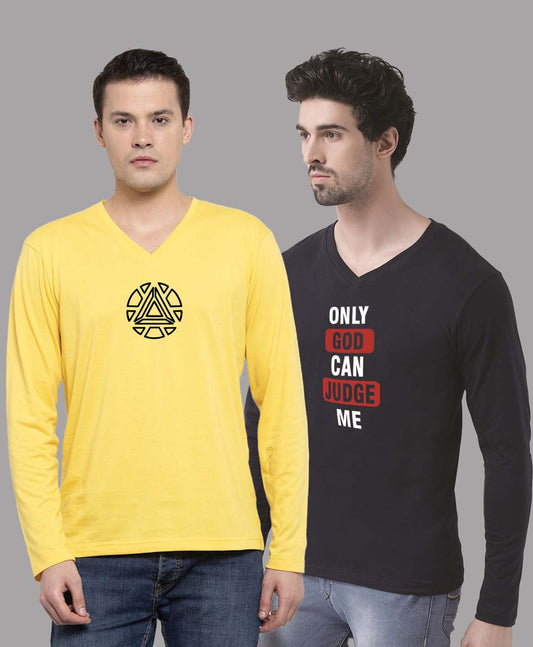 Men's Pack Of 2 Pure Cotton V Neck T-Shirt - Friskers