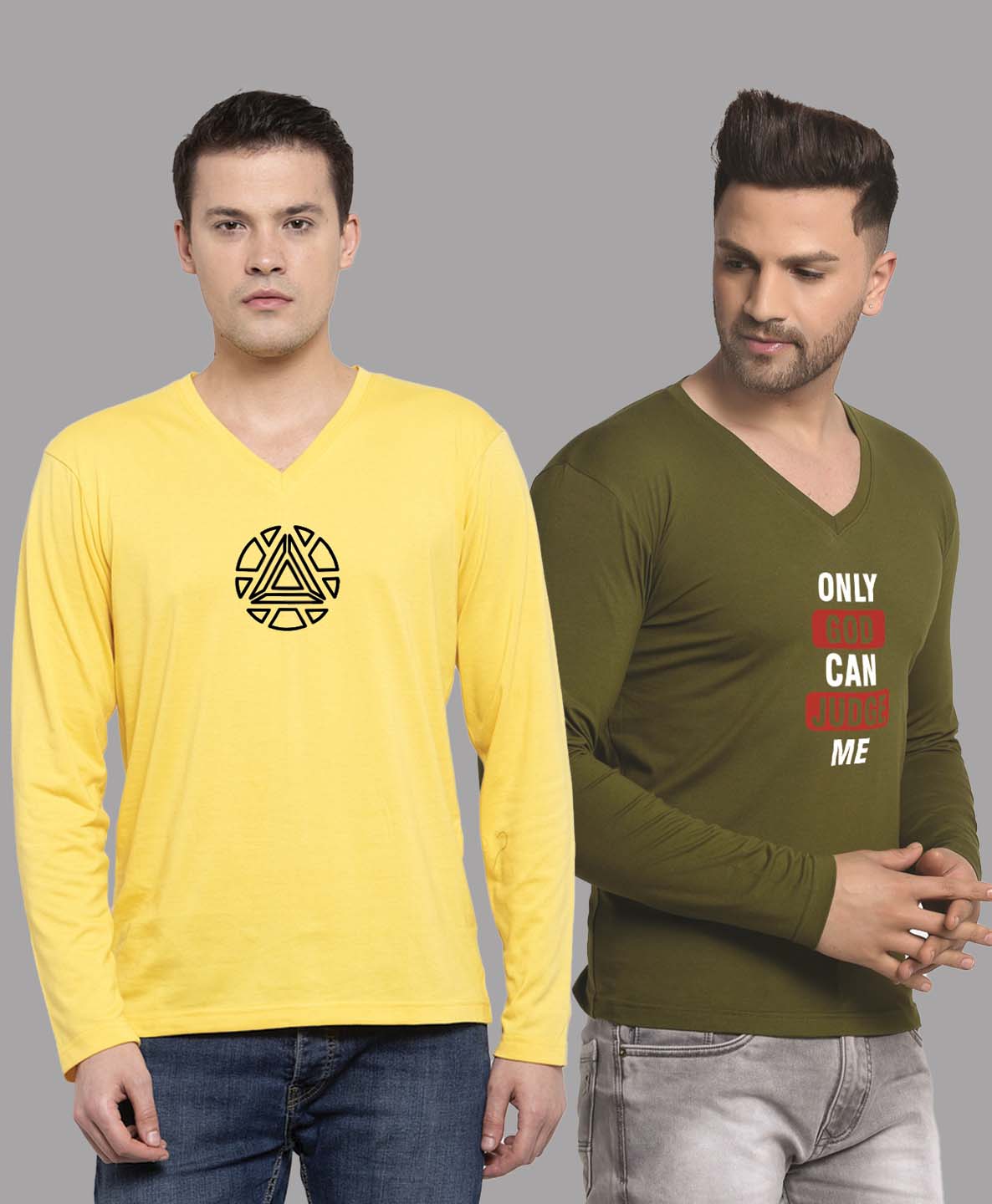 Men's Pack Of 2 Pure Cotton V Neck T-Shirt - Friskers