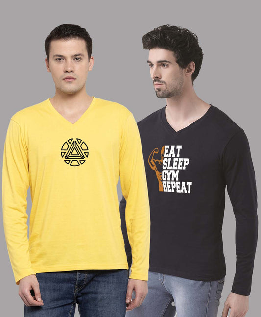 Men's Pack Of 2 Pure Cotton V Neck T-Shirt - Friskers