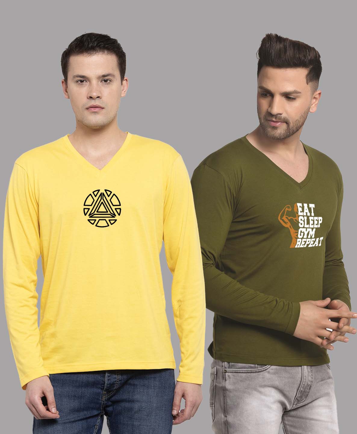 Men's Pack Of 2 Pure Cotton V Neck T-Shirt - Friskers