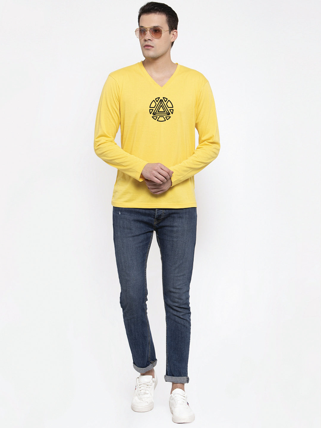 Men's Pure Cotton Regular Fit V Neck T-Shirt - Friskers