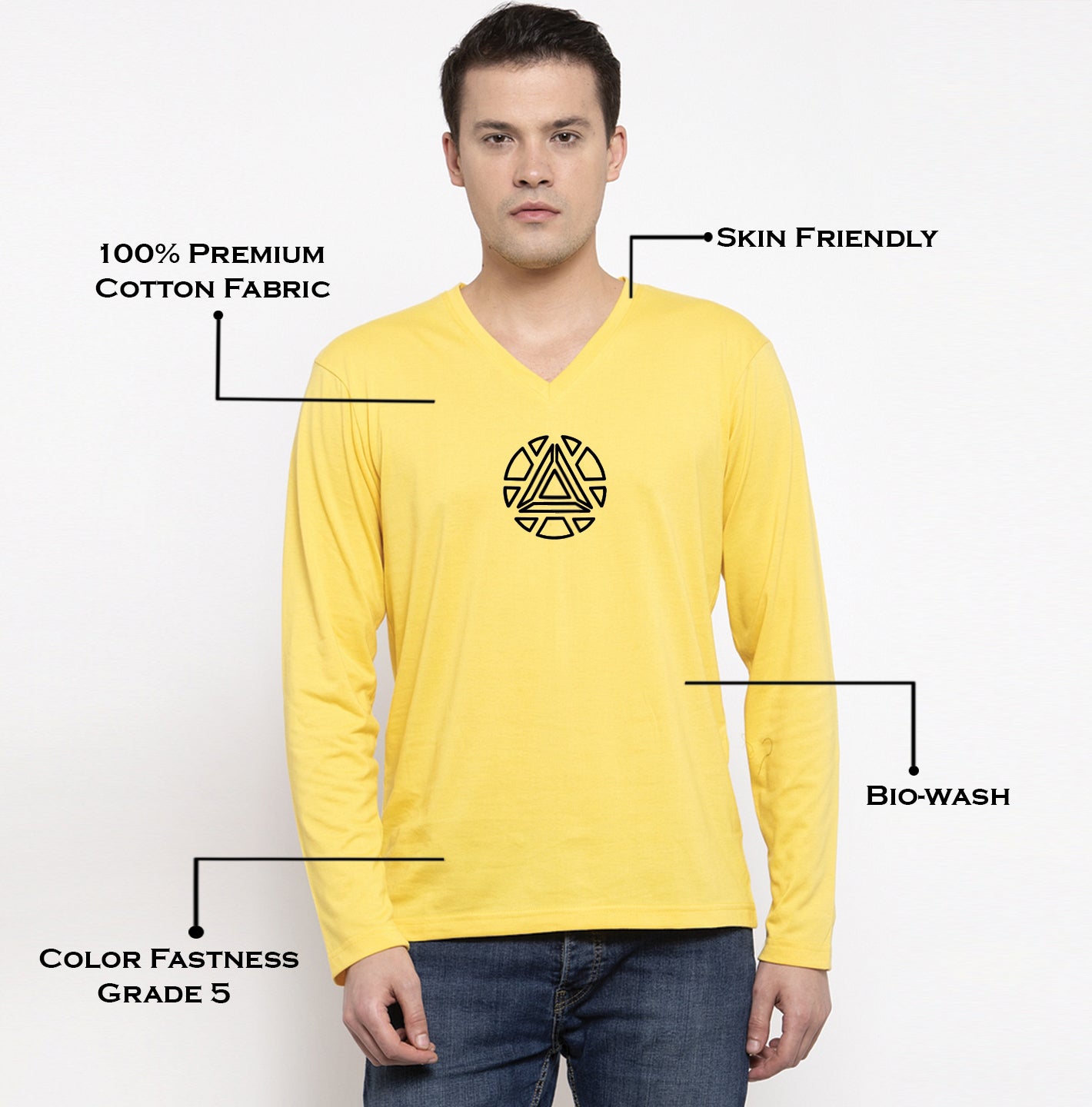 Men's Pure Cotton Regular Fit V Neck T-Shirt - Friskers