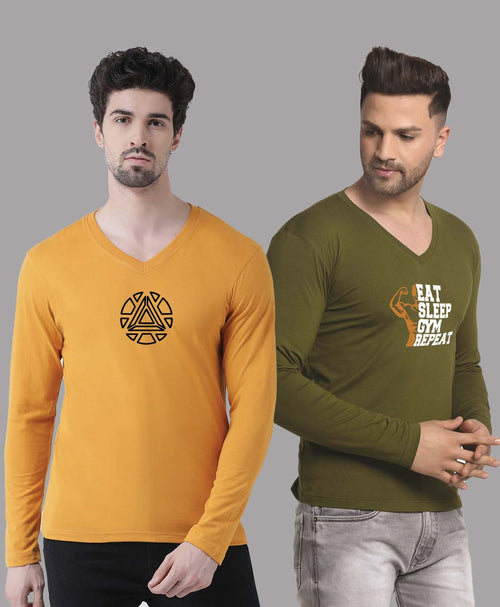 Men's Pack Of 2 Pure Cotton V Neck T-Shirt