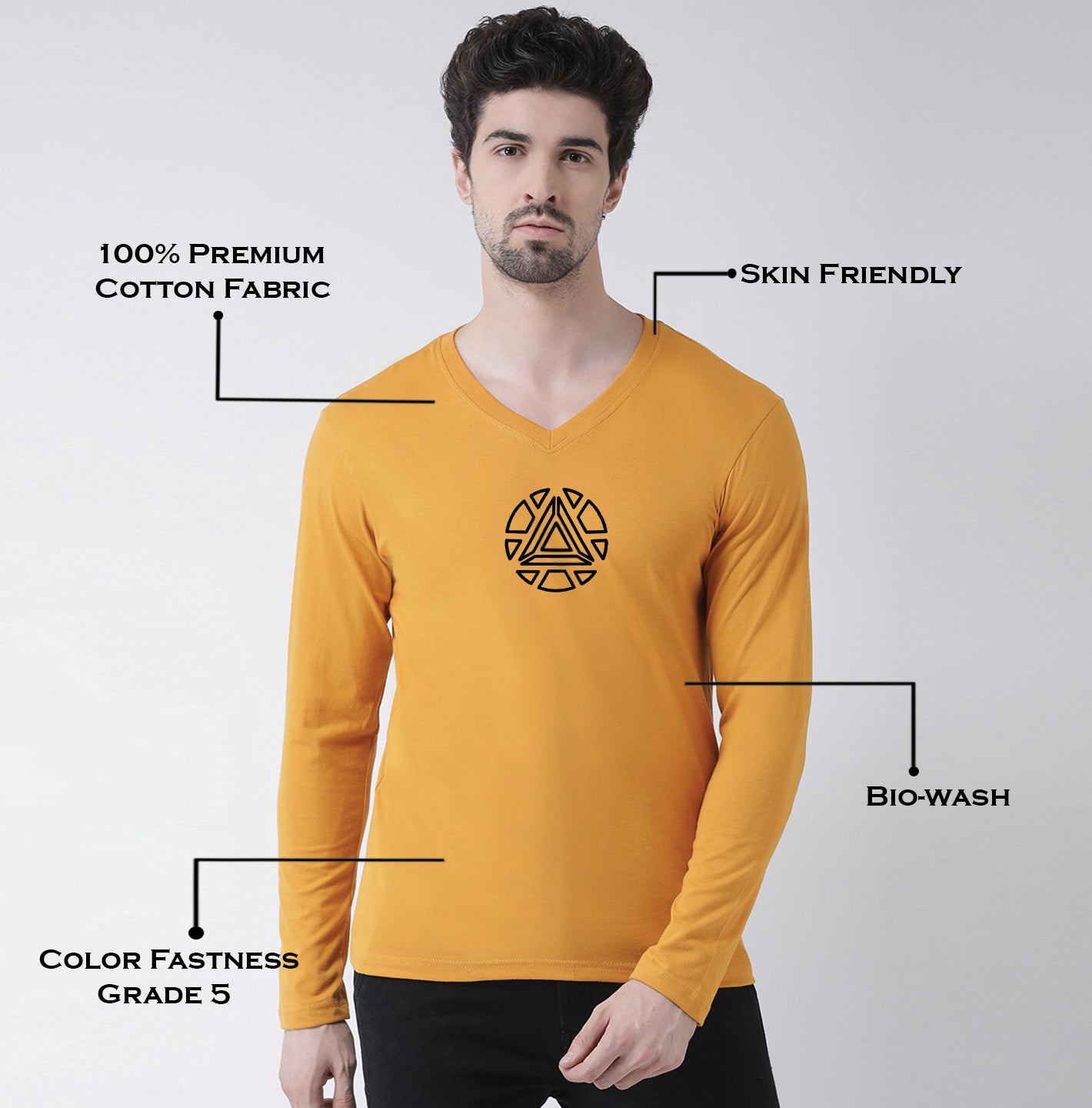 Men's Pure Cotton Regular Fit V Neck T-Shirt - Friskers