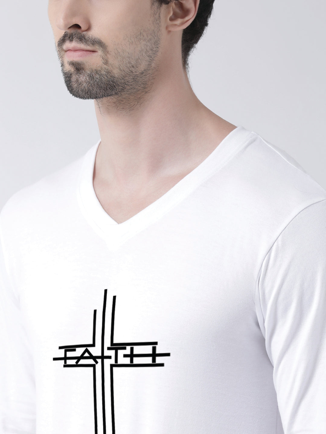 Men's Faith Regular Fit V Neck T-Shirt - Friskers