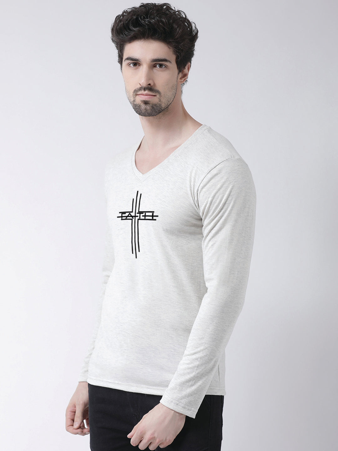 Men's Faith Regular Fit V Neck T-Shirt - Friskers