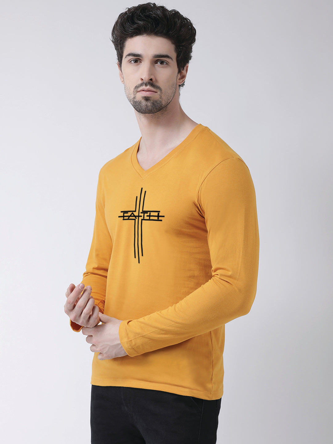 Men's Faith Regular Fit V Neck T-Shirt - Friskers
