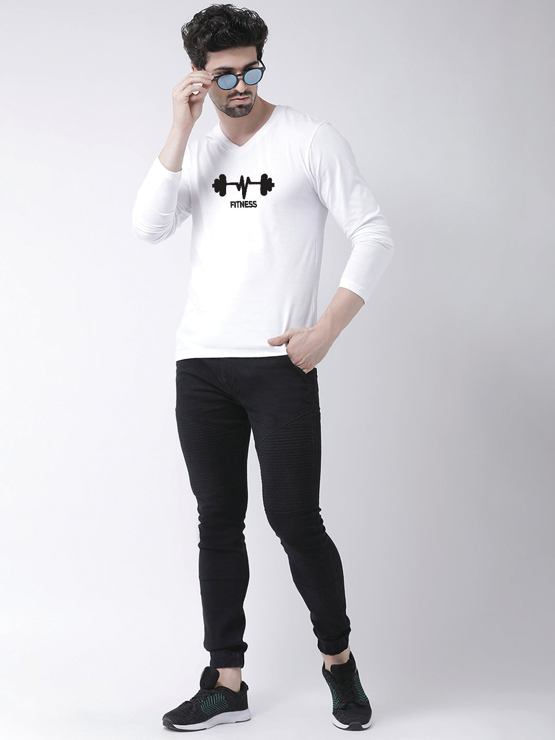 Men's Fitness Pure Cotton Regular Fit V Neck T-Shirt - Friskers