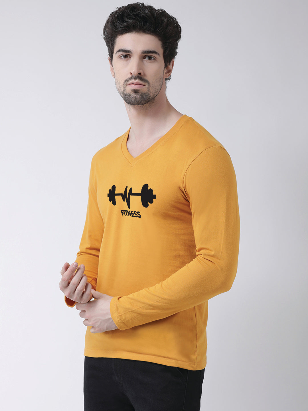 Men's Fitness Pure Cotton Regular Fit V Neck T-Shirt - Friskers
