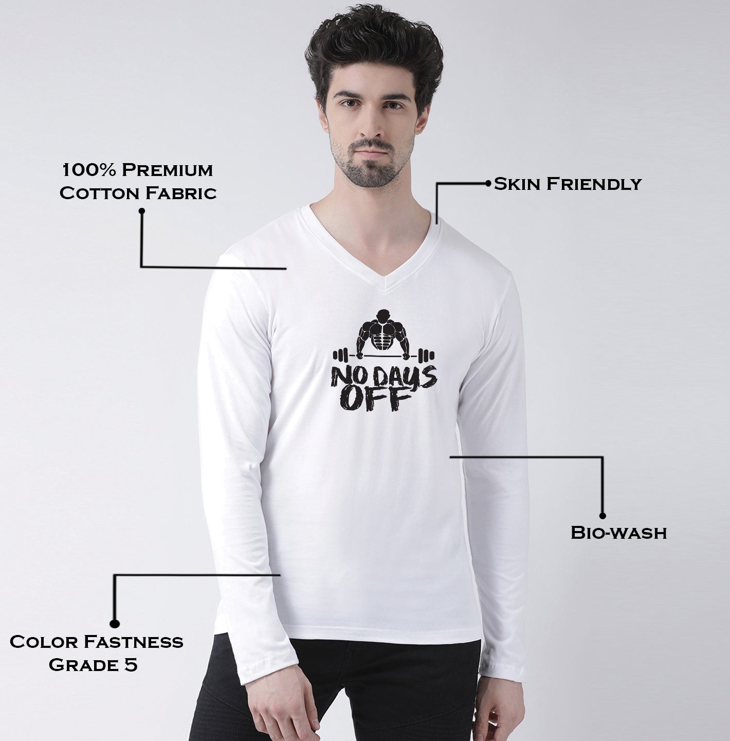 Men's No Days Off Regular Fit V Neck T-Shirt - Friskers