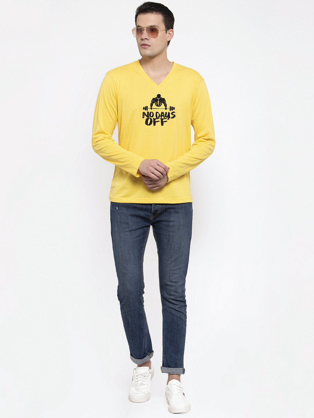 Men's No Days Off Regular Fit V Neck T-Shirt - Friskers