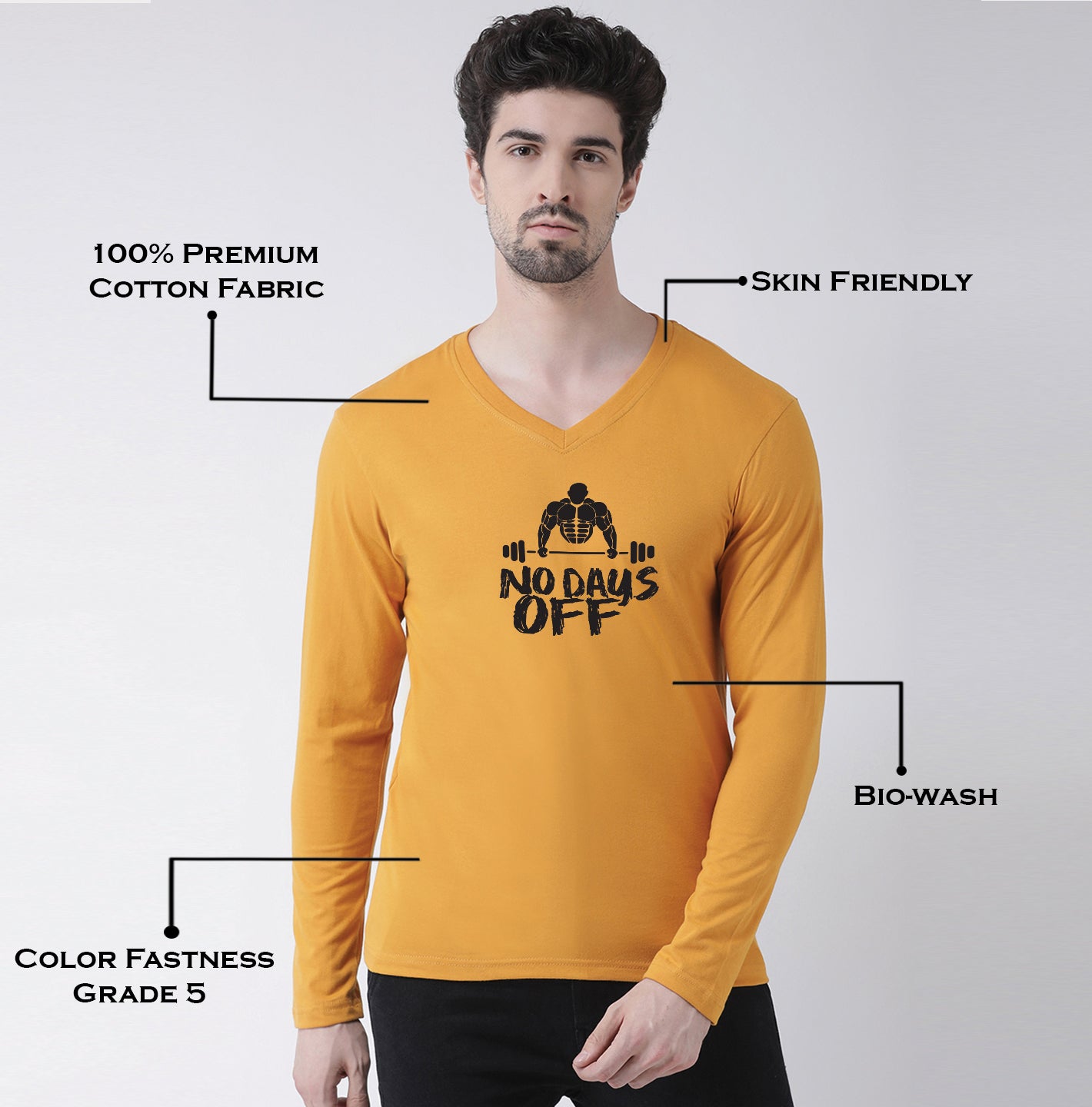 Men's No Days Off Regular Fit V Neck T-Shirt - Friskers