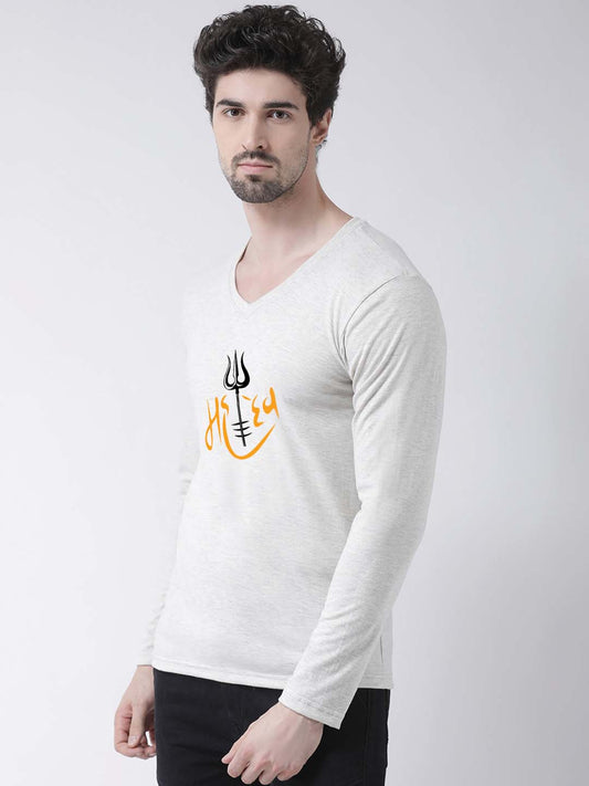 Men's Mahadev Pure Cotton Regular Fit V Neck T-Shirt - Friskers