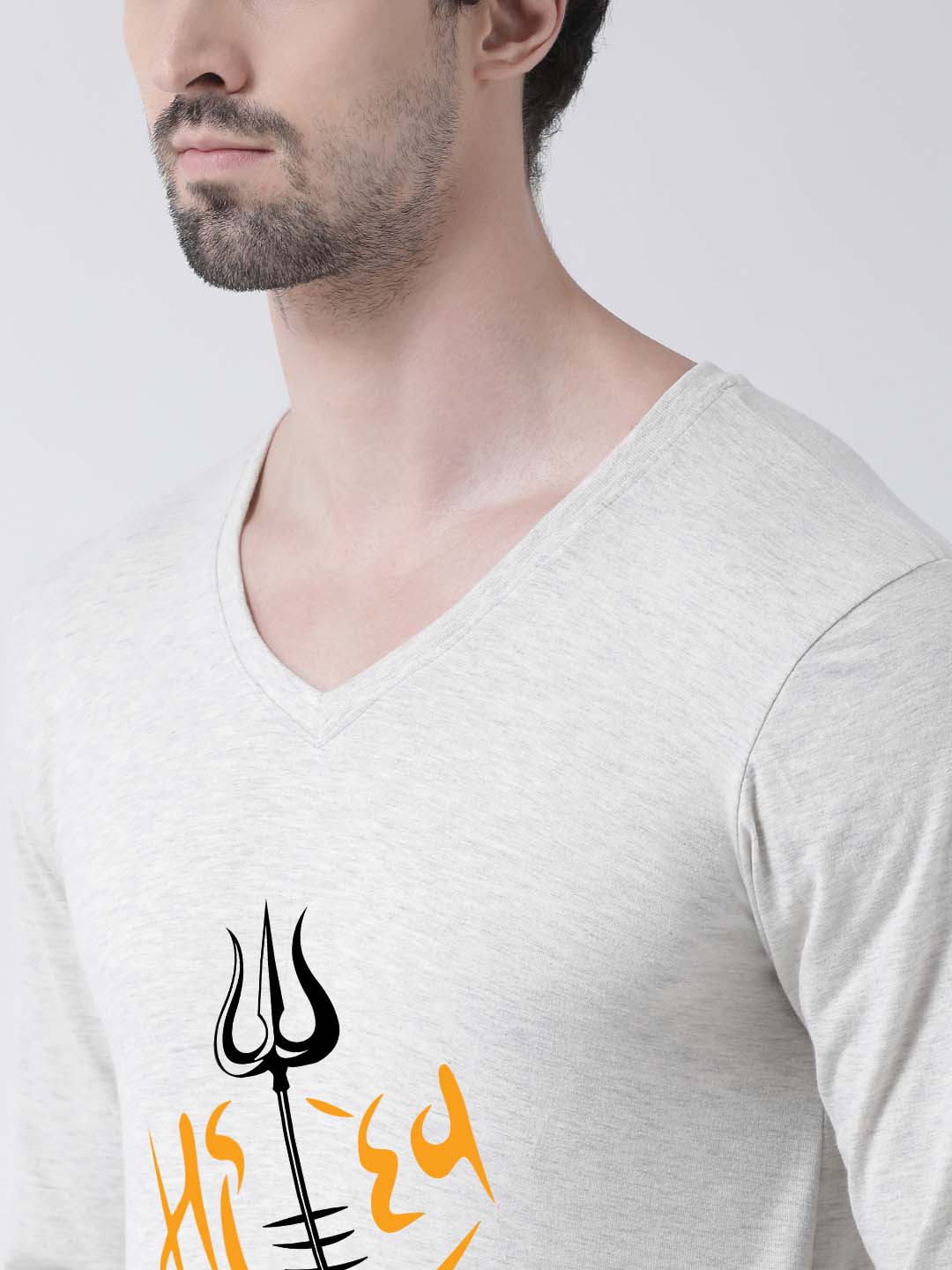 Men's Mahadev Pure Cotton Regular Fit V Neck T-Shirt - Friskers