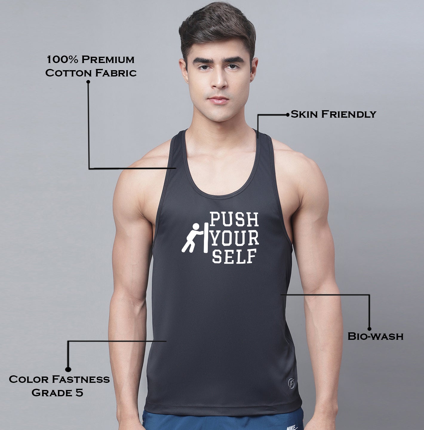 Sports Airy Printed Polyster Gym Vest - Friskers