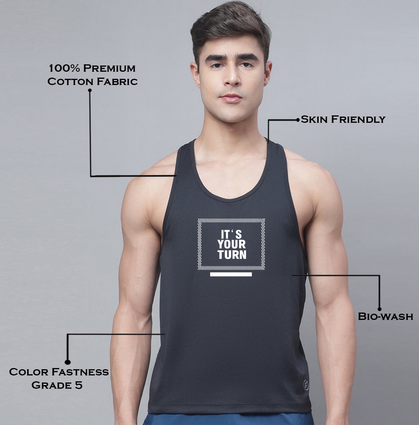 Men Printed Polyster Sports Gym Vest - Friskers