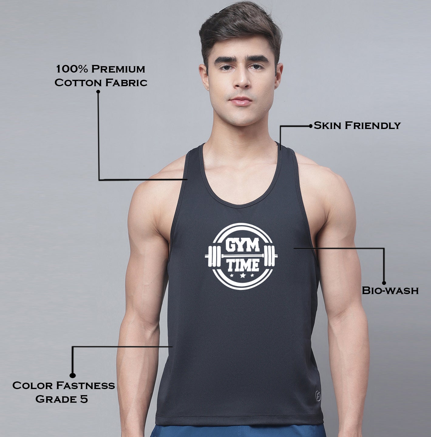 Men Printed Polyster Sports Gym Vest - Friskers