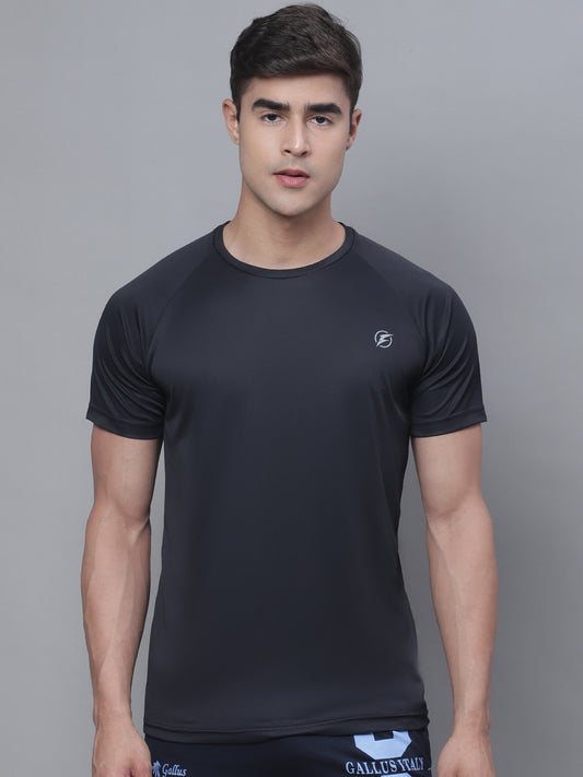 Half Sleeve Black Round Neck Anti Odour Sports T-shirt - Friskers