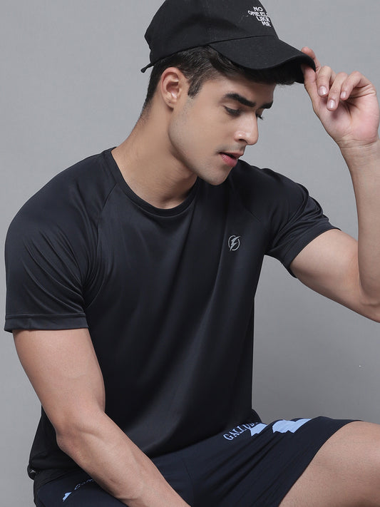 Half Sleeve Black Round Neck Anti Odour Sports T-shirt - Friskers