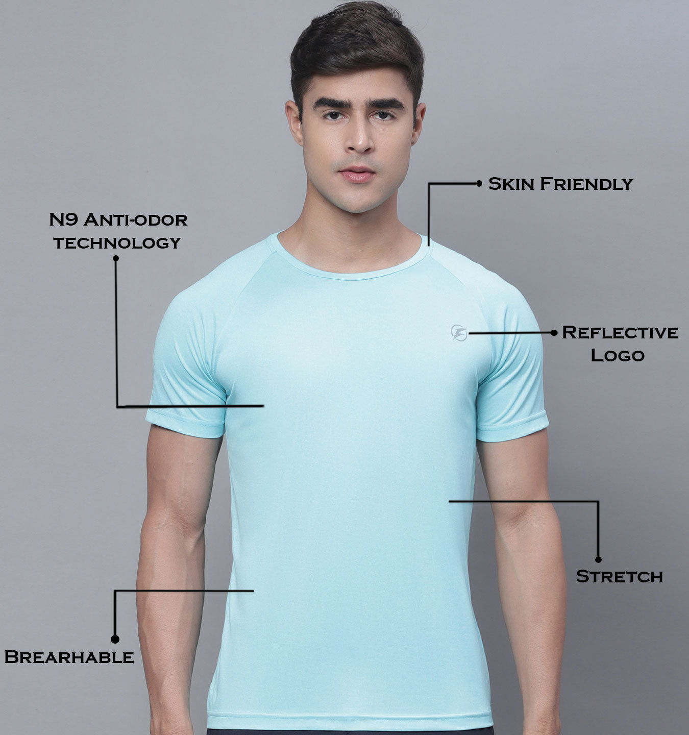 Half Sleeve Round Neck Anti Odour Sports T-shirt - Friskers