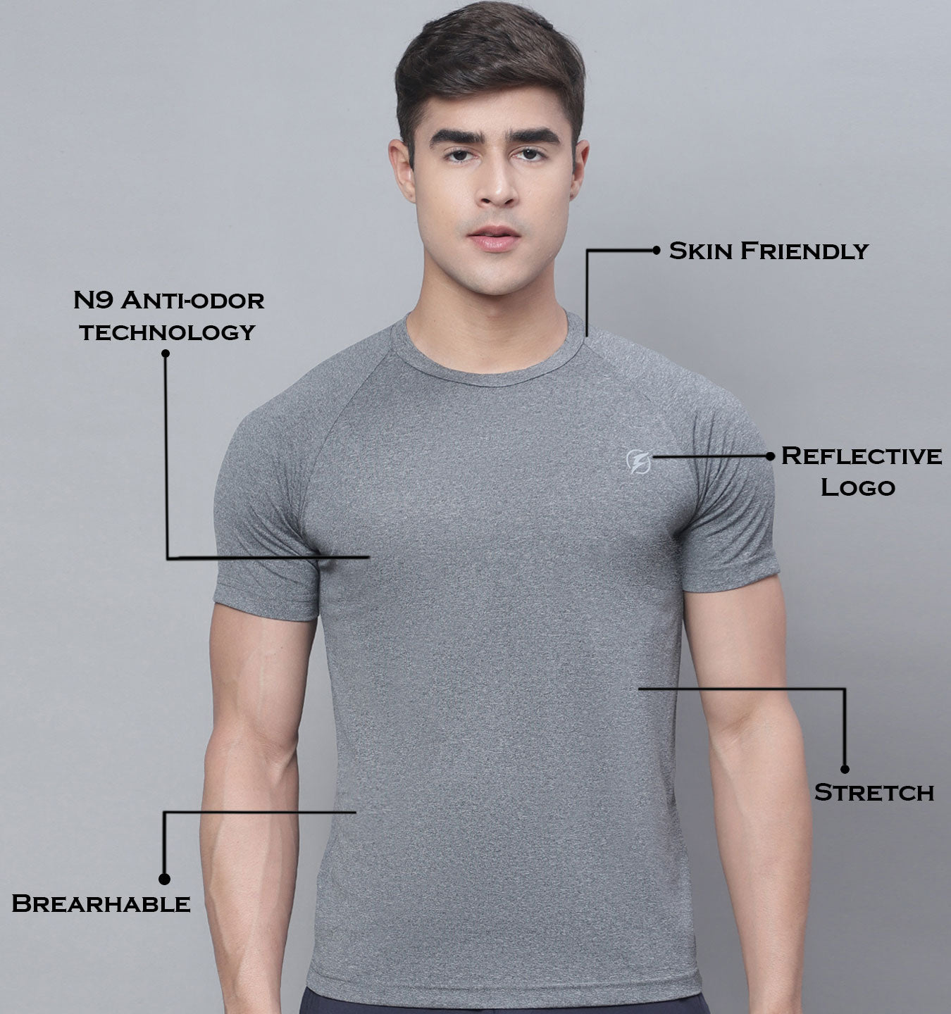 Half Sleeve Round Neck Anti Odour Sports T-shirt - Friskers