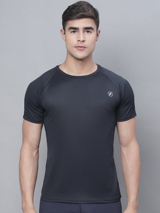 Men Half Sleeve Black Round Neck Sports T-Shirt - Friskers