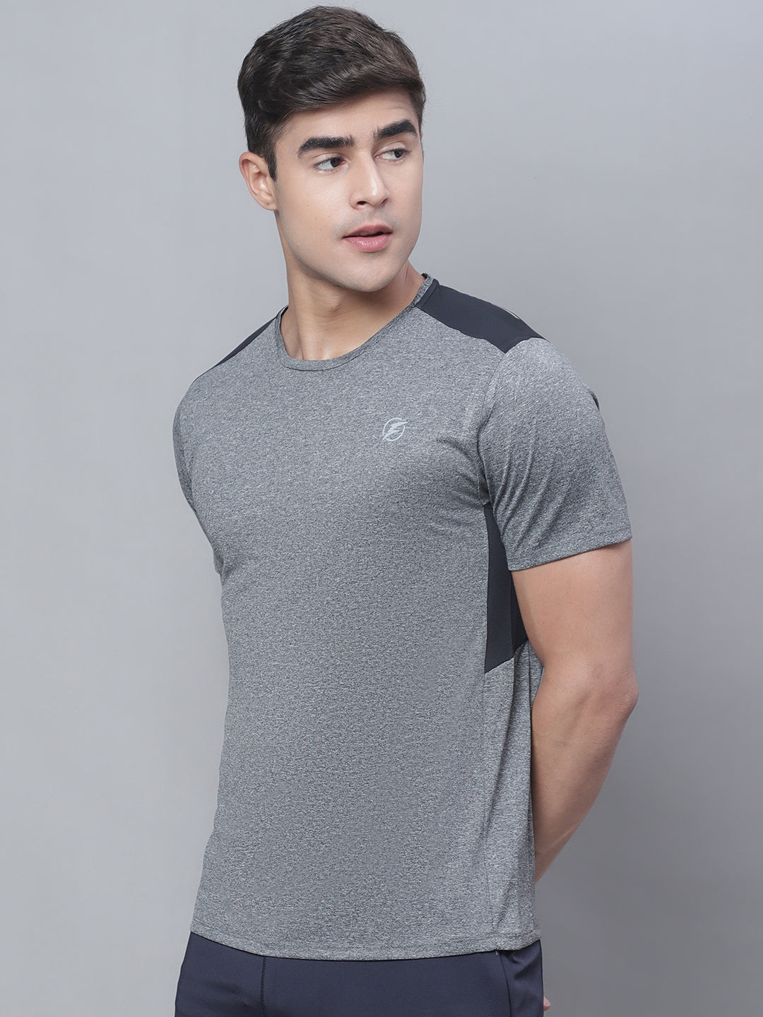 Men Half Sleeves Grey Round Neck Sports T-Shirt - Friskers