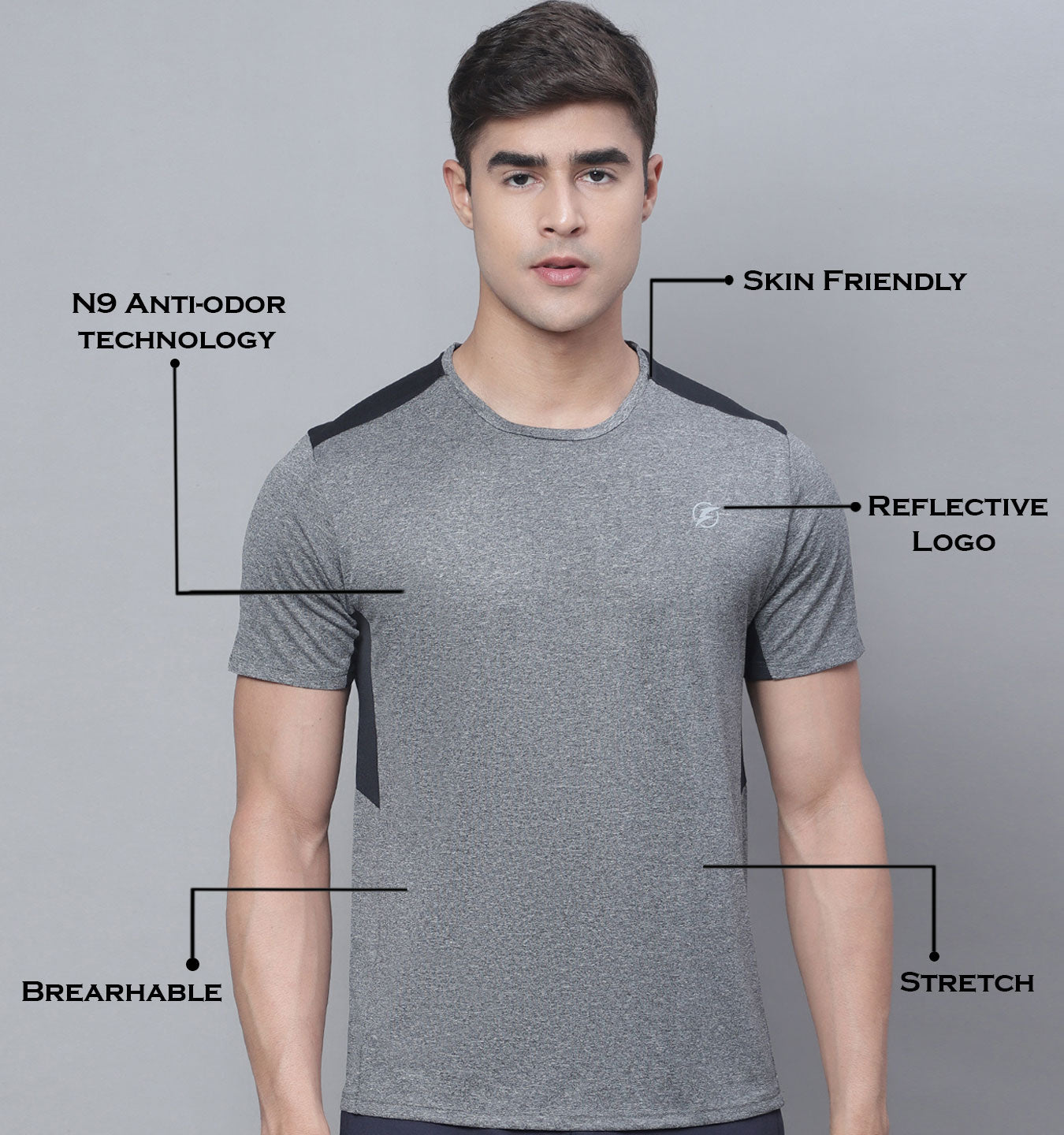 Men Half Sleeves Grey Round Neck Sports T-Shirt - Friskers