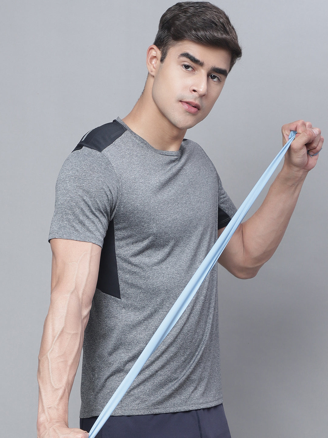 Men Half Sleeves Grey Round Neck Sports T-Shirt - Friskers