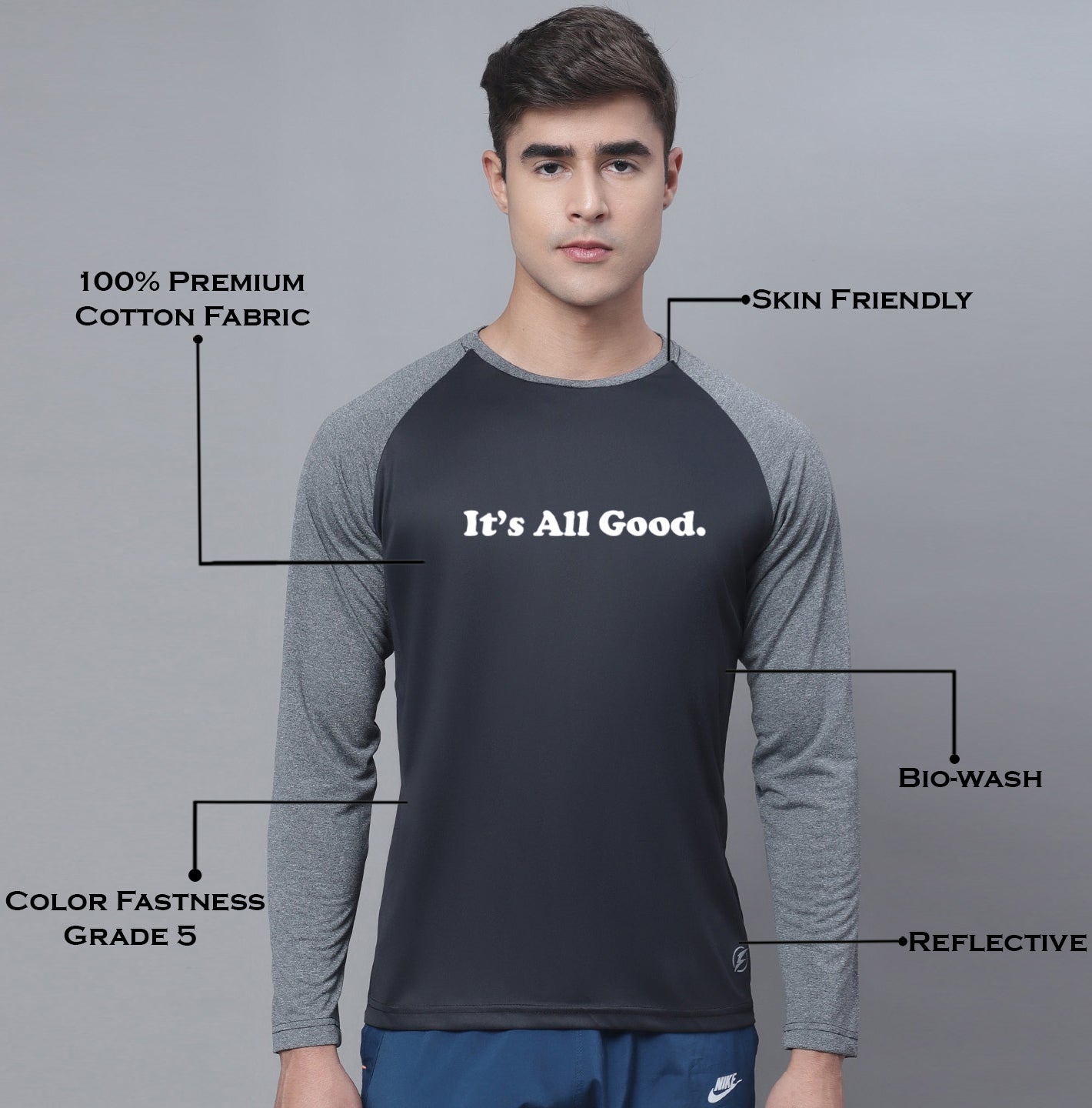 Men Airy Full Sleeves Polyster Gym T-Shirt - Friskers