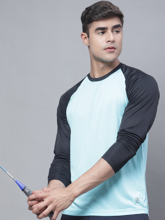 Men Full Sleeves Colourblocked Round Neck Sports T-shirt - Friskers