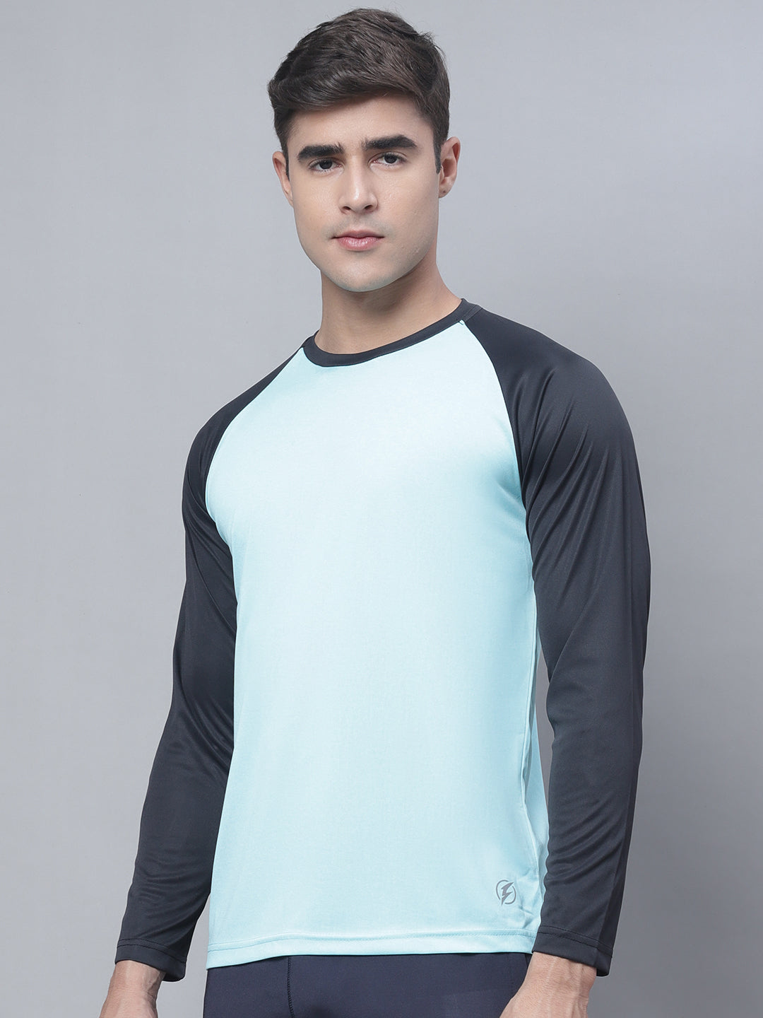 Men Full Sleeves Colourblocked Round Neck Sports T-shirt - Friskers