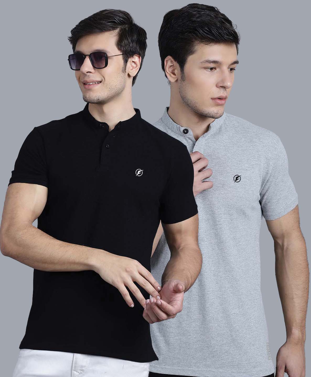 Men's Pack Of 2 Half Sleeves Short Collar Polo T-shirt - Friskers