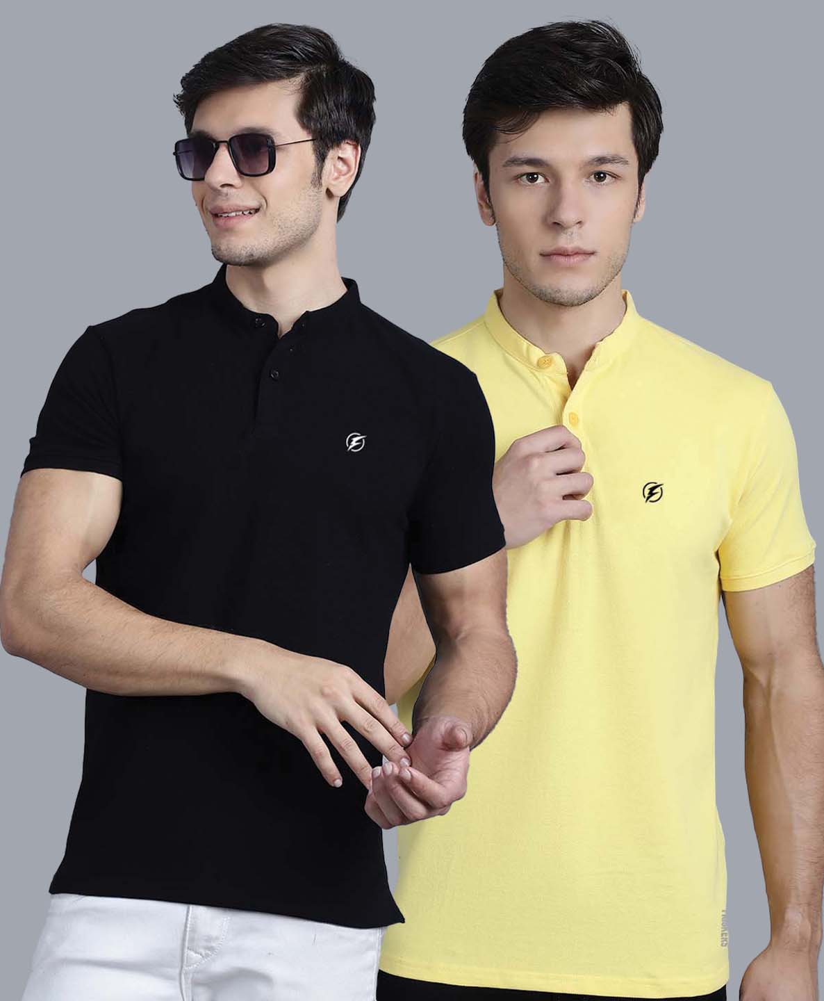 Men's Pack Of 2 Half Sleeves Short Collar Polo T-shirt - Friskers