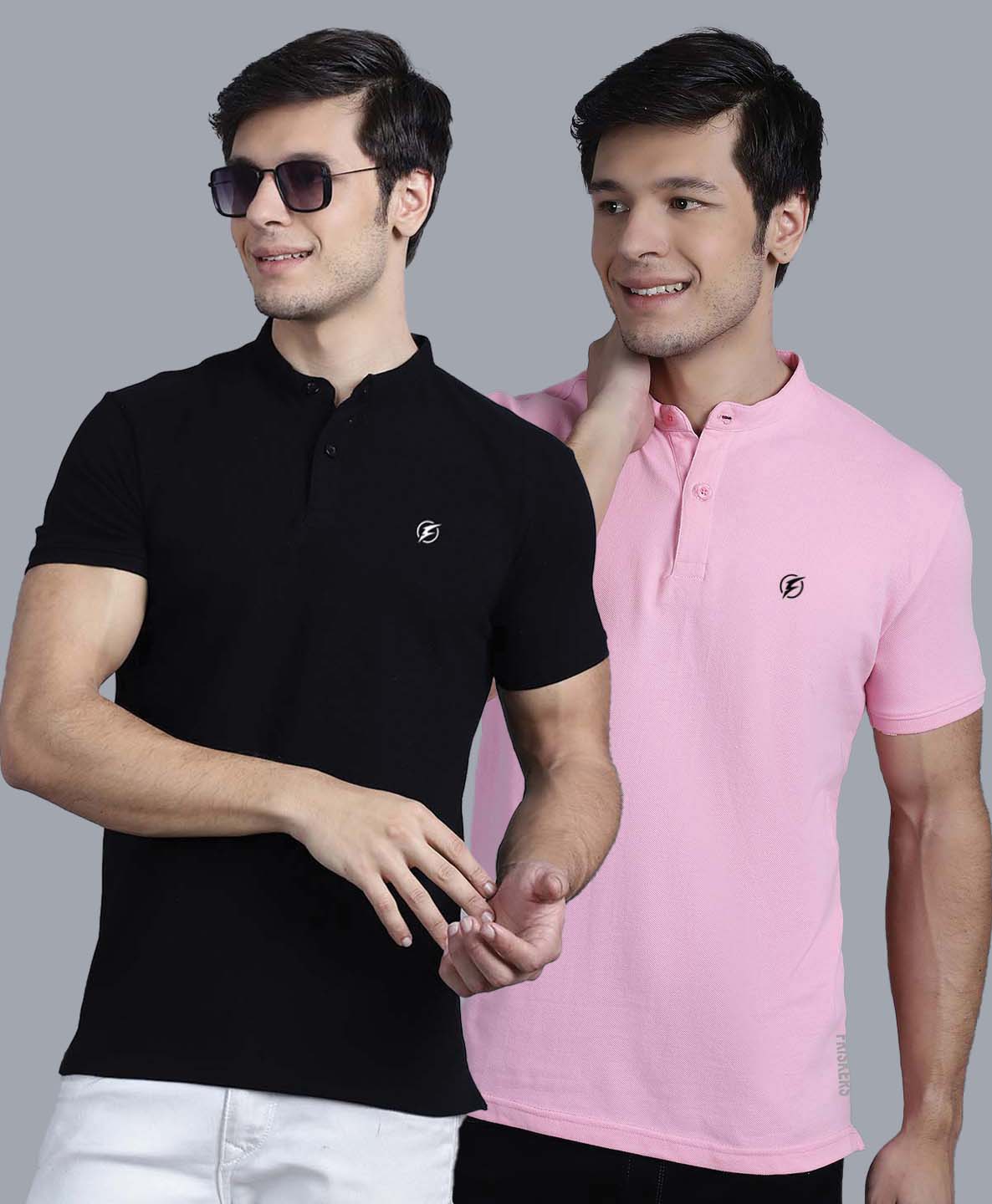 Men's Pack Of 2 Half Sleeves Short Collar Polo T-shirt - Friskers