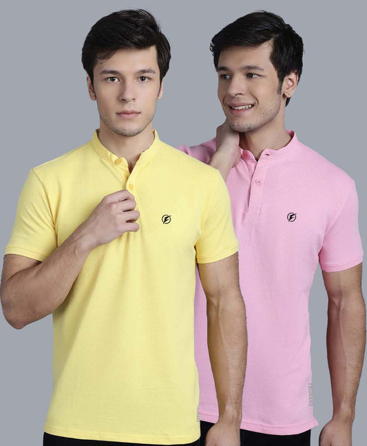 Men's Pack Of 2 Half Sleeves Short Collar Polo T-shirt - Friskers