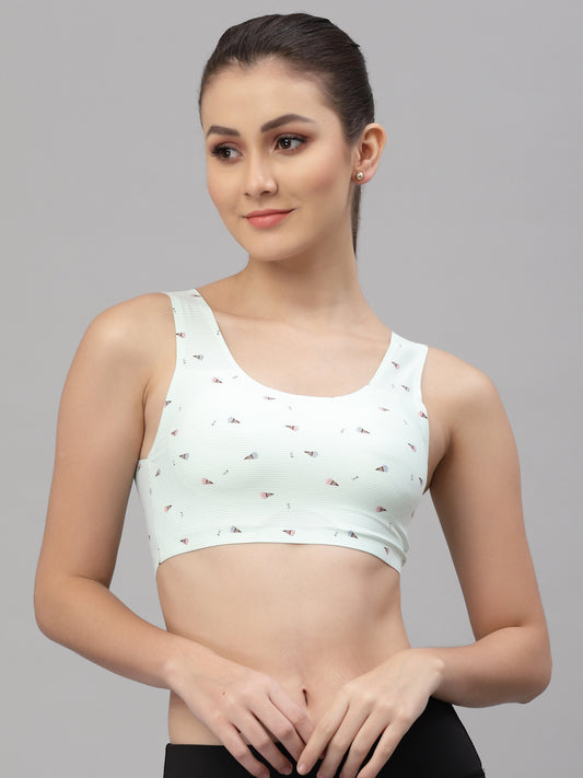 Women Ice Print Sports Lightly Padded Bra  (Multicolor) - Friskers