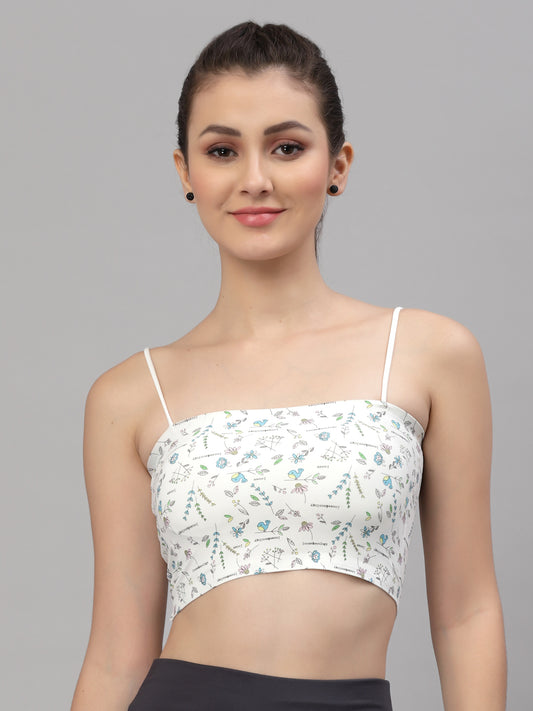 Women Leaves Print Sports Lightly Padded Bra  (Multicolor) - Friskers