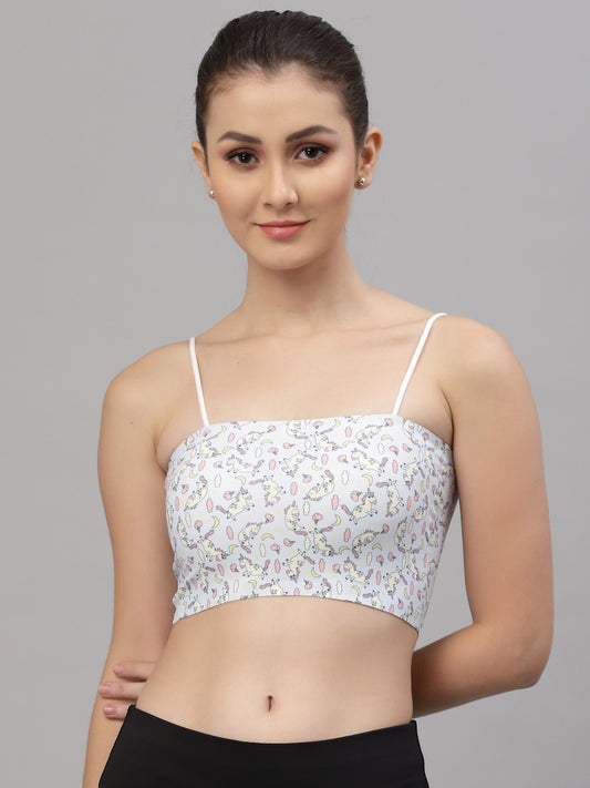 Women Unicorn Print Sports Lightly Padded Bra  (Multicolor) - Friskers
