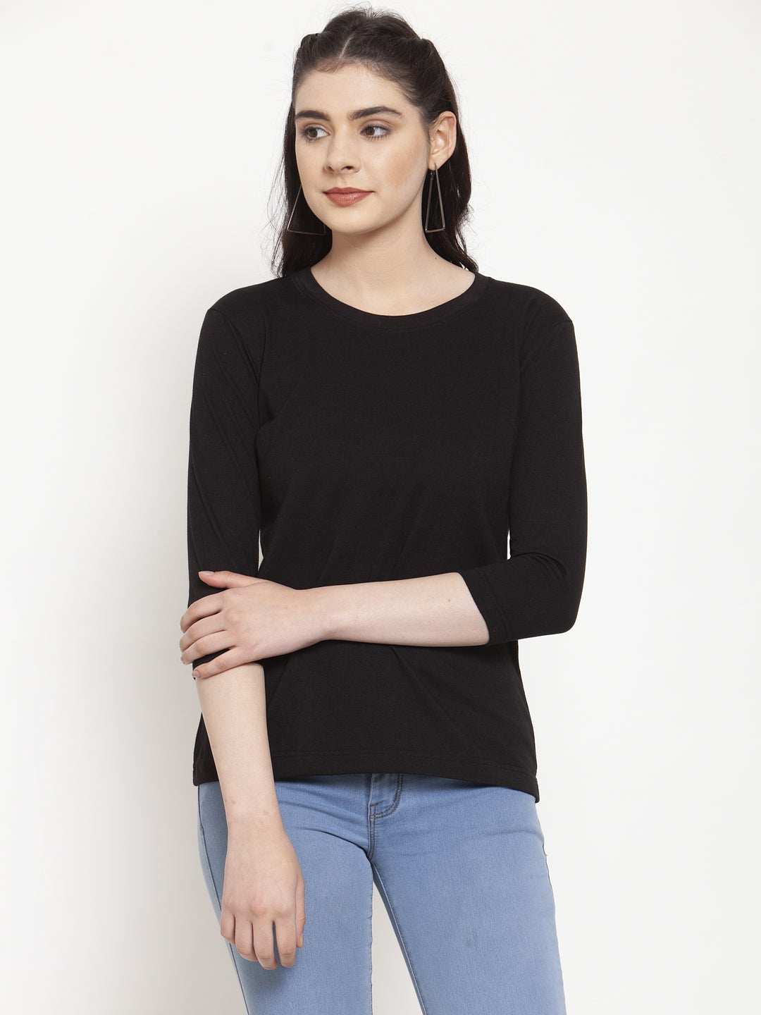 Frisker's Solid Women Round Neck Full Sleeves T-Shirt - Friskers