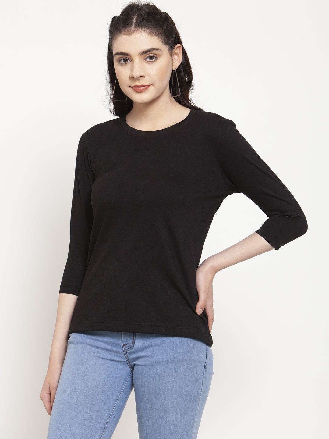 Frisker's Solid Women Round Neck Full Sleeves T-Shirt - Friskers