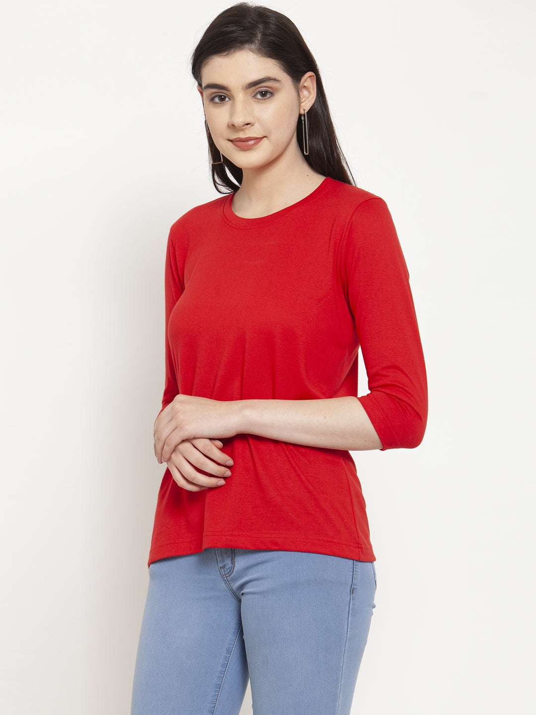 Frisker's Solid Women Round Neck Full Sleeves T-Shirt - Friskers