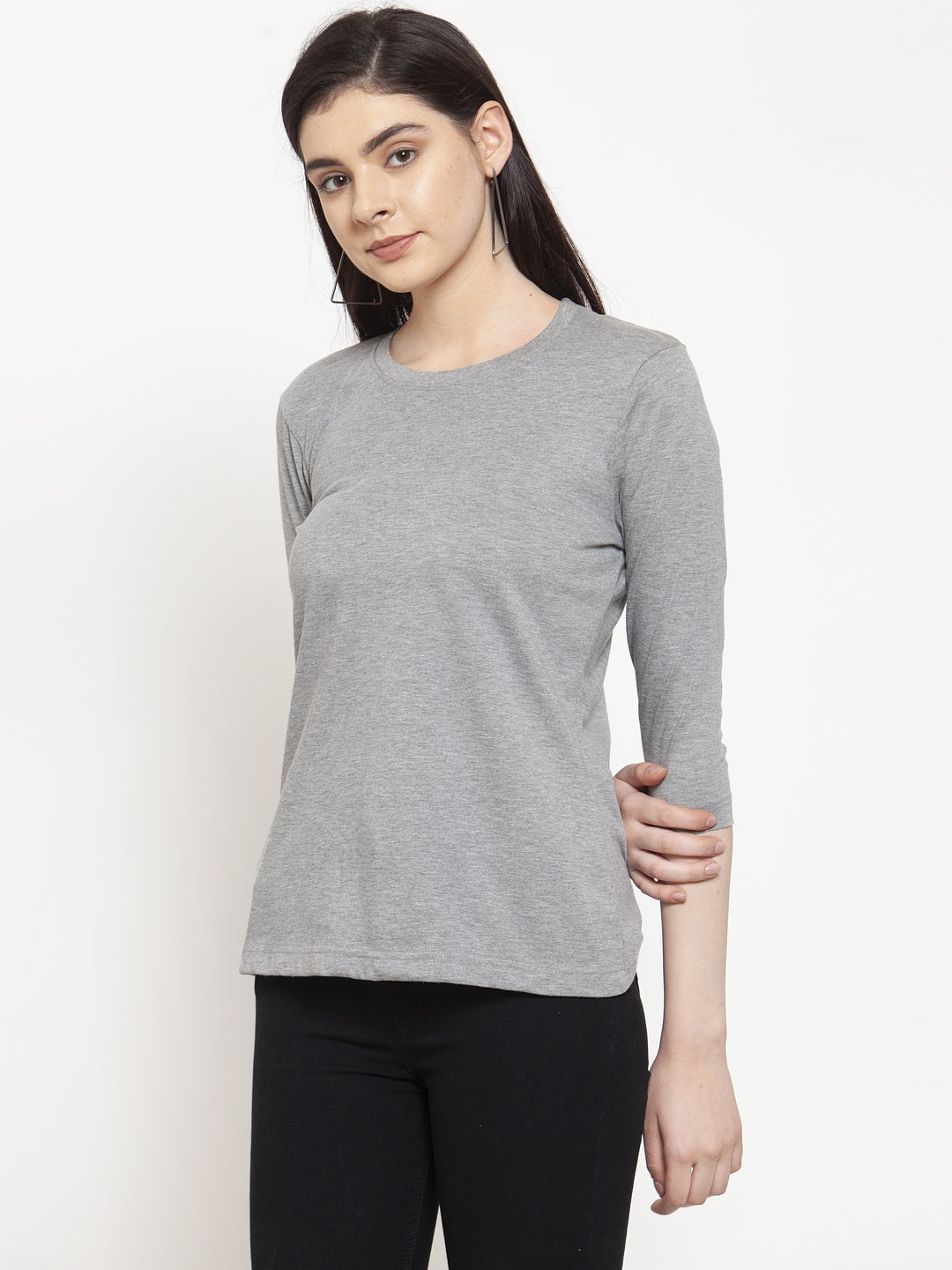 Frisker's Solid Women Round Neck Full Sleeves T-Shirt - Friskers