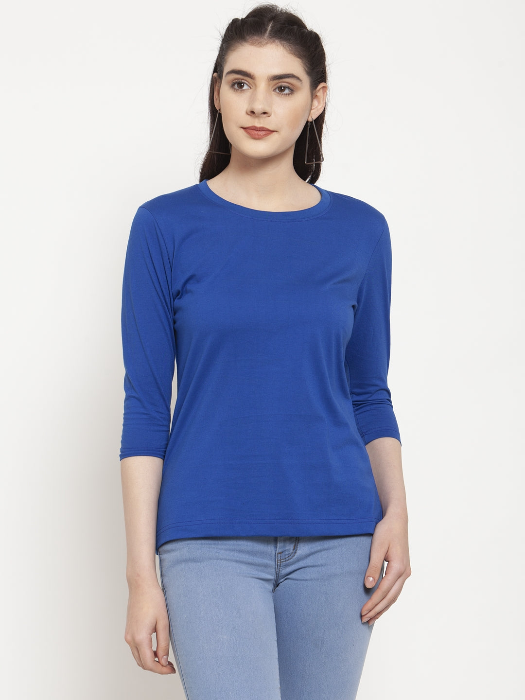 Frisker's Solid Women Round Neck Full Sleeves T-Shirt - Friskers