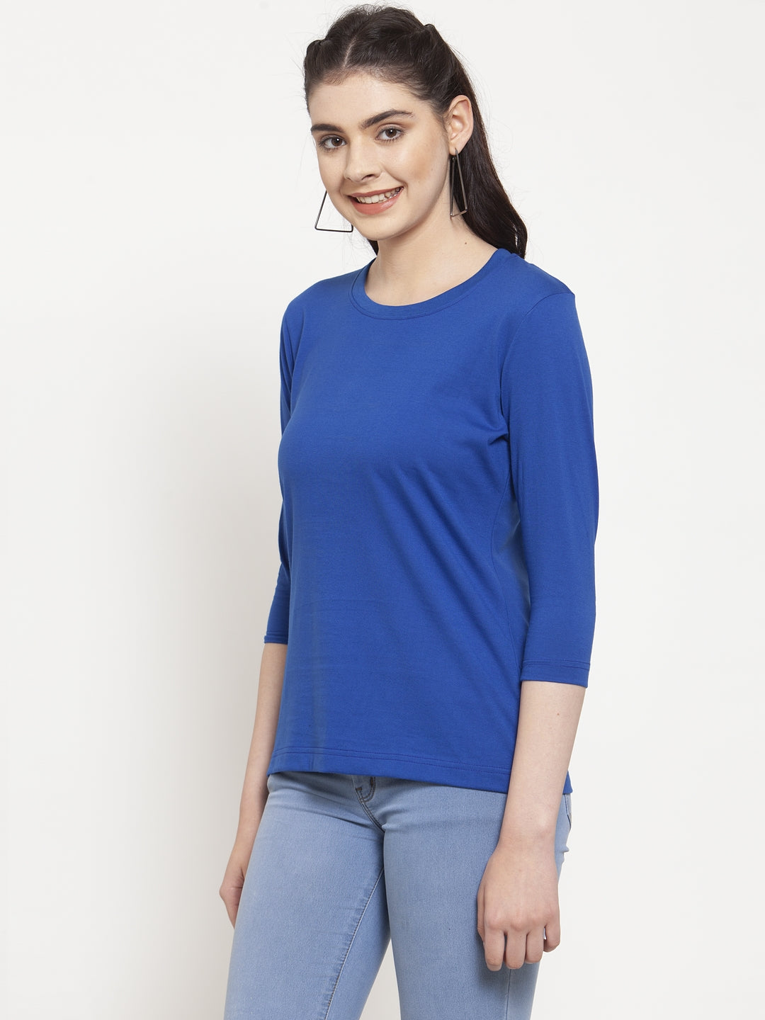 Frisker's Solid Women Round Neck Full Sleeves T-Shirt - Friskers